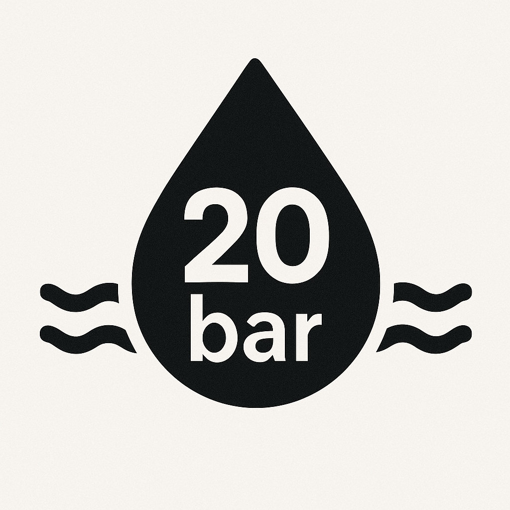 Étanche jusqu'à 20 bar